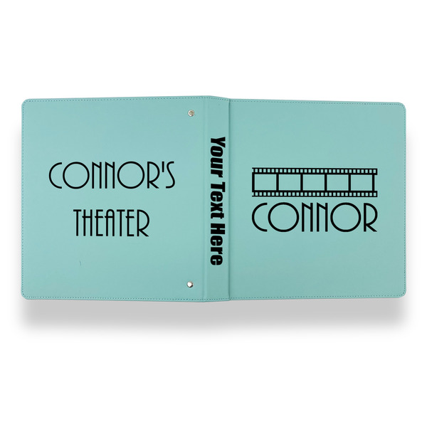 Movie Theater Leather Binder - 1" - Teal - Back Spine Front View
