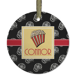 Movie Theater Flat Glass Ornament - Round w/ Name or Text