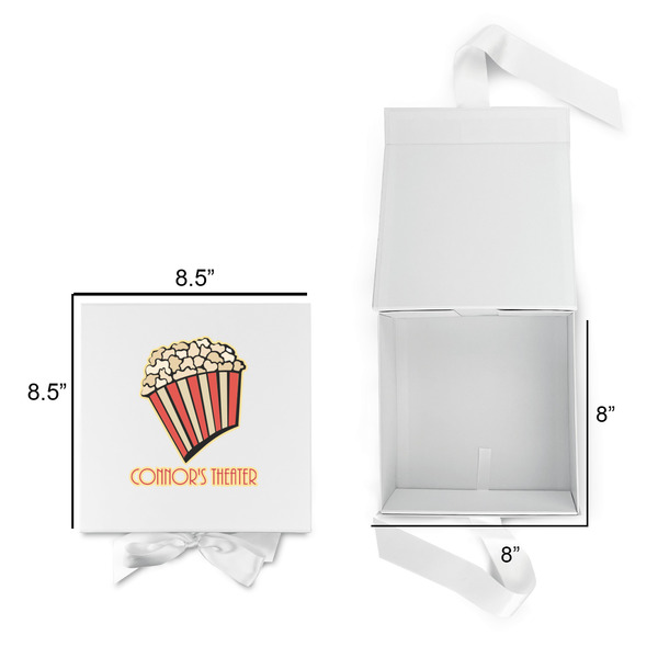 Movie Theater Gift Boxes with Magnetic Lid - White - Open & Closed