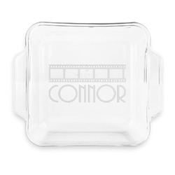 Movie Theater Glass Cake Dish with Truefit Lid - 8in x 8in (Personalized)