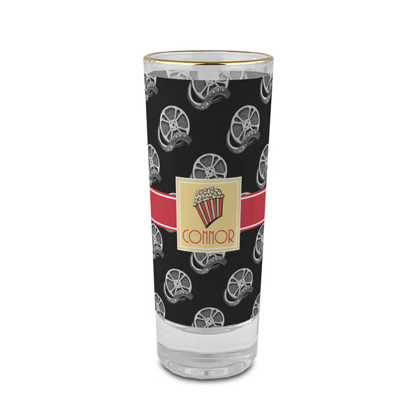 Custom Movie Theater 2 oz Shot Glass -  Glass with Gold Rim - Set of 4 (Personalized)