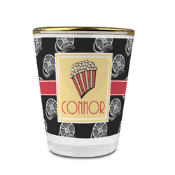 Movie Theater Glass Shot Glass - 1.5 oz - with Gold Rim - Set of 4 (Personalized)