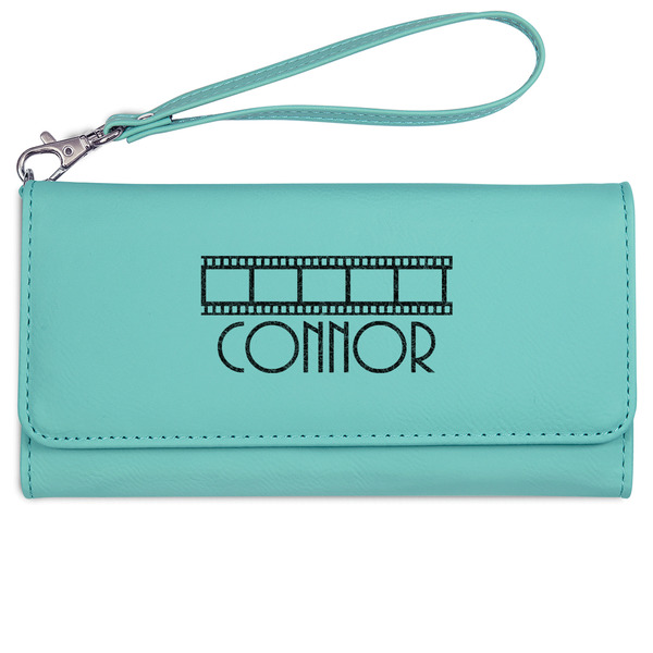 Custom Movie Theater Ladies Leatherette Wallet - Laser Engraved- Teal (Personalized)