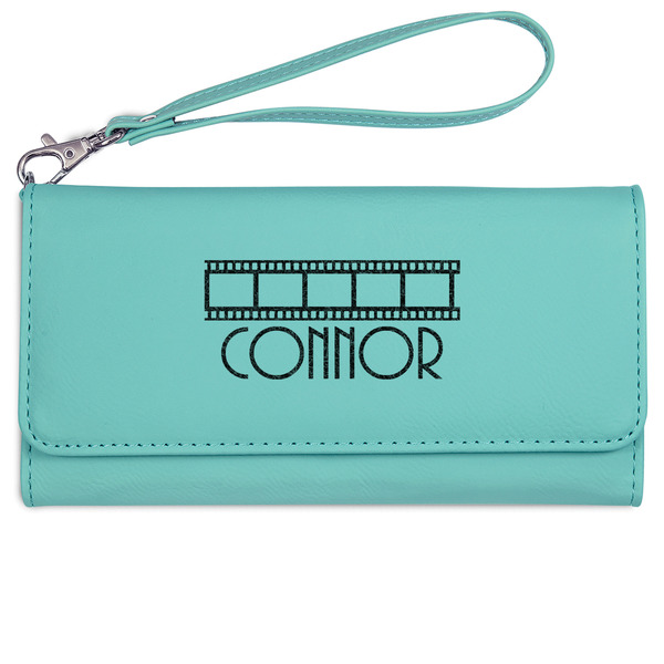 Movie Theater Ladies Wallet - Leather - Teal - Front View