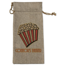 Movie Theater Large Burlap Gift Bag - Front (Personalized)