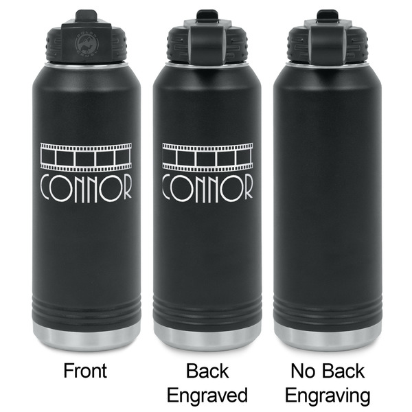 Movie Theater Laser Engraved Water Bottles - 2 Styles - Front & Back View