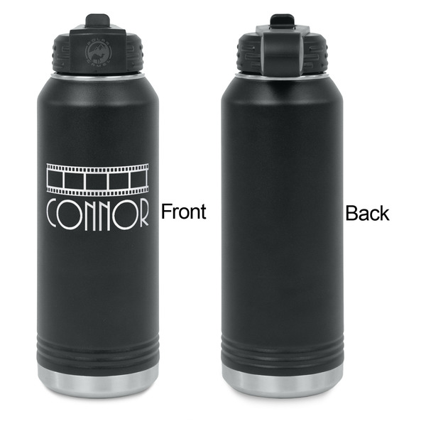 Movie Theater Laser Engraved Water Bottles - Front Engraving - Front & Back View