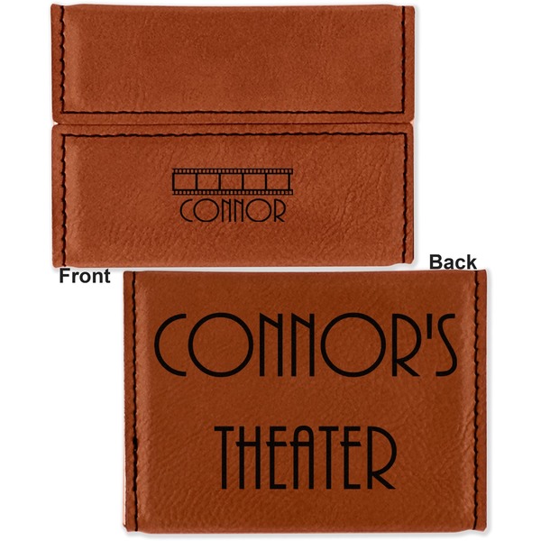 Movie Theater Leather Business Card Holder - Front Back