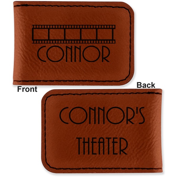 Movie Theater Leatherette Magnetic Money Clip - Front and Back