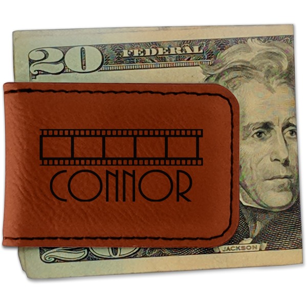 Custom Movie Theater Leatherette Magnetic Money Clip - Single Sided (Personalized)
