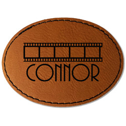 Movie Theater Faux Leather Iron On Patch - Oval (Personalized)