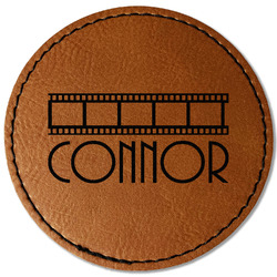 Movie Theater Faux Leather Iron On Patch - Round (Personalized)