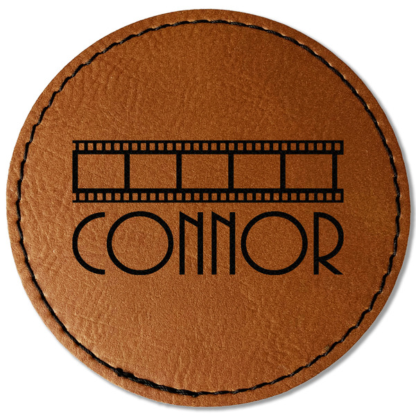Custom Movie Theater Faux Leather Iron On Patch - Round (Personalized)