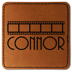 Movie Theater Faux Leather Iron On Patch - Square (Personalized)