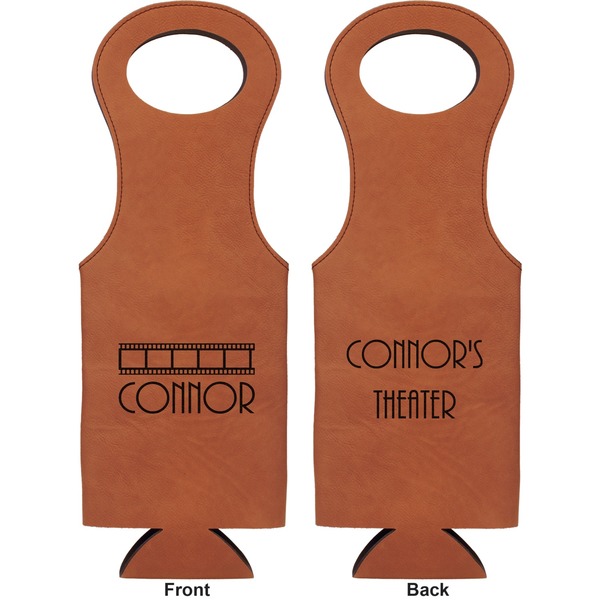 Movie Theater Leatherette Wine Tote Double Sided - Front and Back