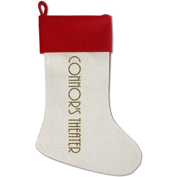 Custom Movie Theater Red Linen Stocking (Personalized)