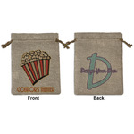 Movie Theater Medium Burlap Gift Bag - Front & Back (Personalized)