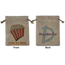 Movie Theater Medium Burlap Gift Bag - Front & Back (Personalized)