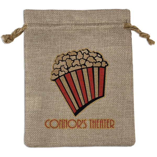 Custom Movie Theater Medium Burlap Gift Bag - Front (Personalized)