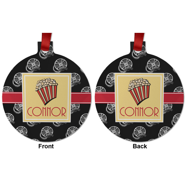 Movie Theater Metal Ball Ornament - Front and Back