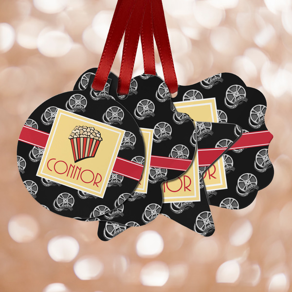 Custom Movie Theater Metal Ornaments - Double Sided w/ Name or Text
