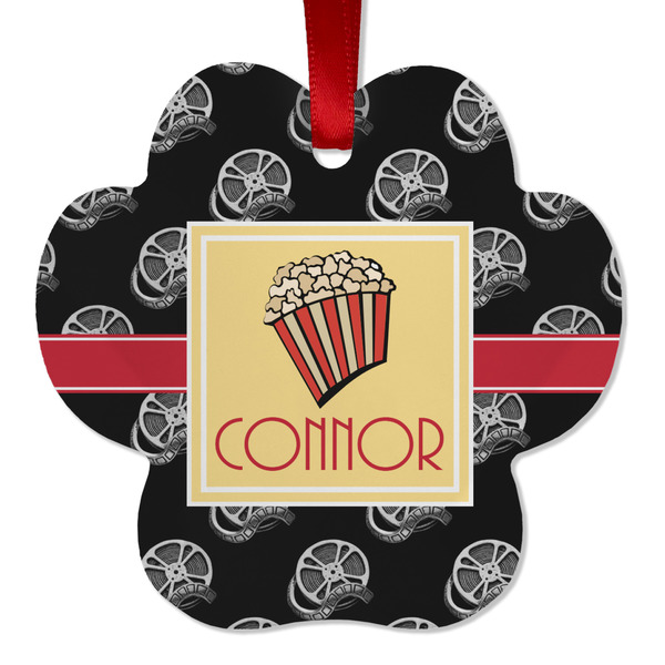 Custom Movie Theater Metal Paw Ornament - Double Sided w/ Name or Text