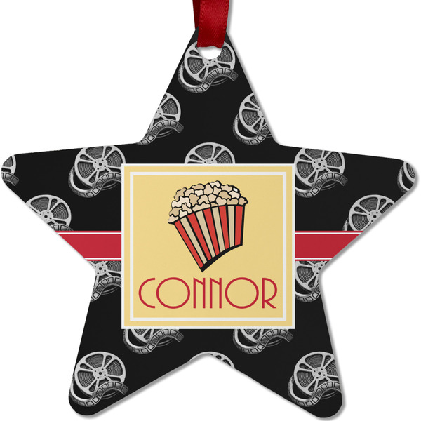 Custom Movie Theater Metal Star Ornament - Double Sided w/ Name or Text