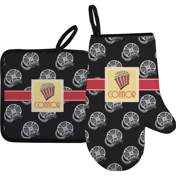 Custom Movie Theater Oven Mitt & Pot Holder Set w/ Name or Text