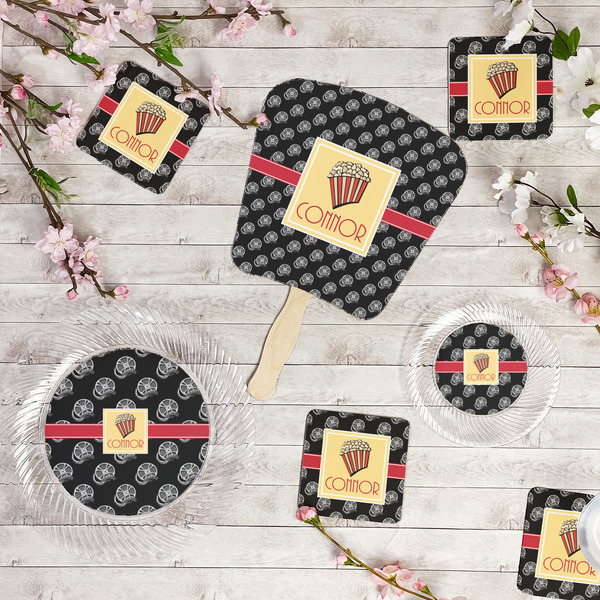 Movie Theater Party Supplies Combination Image - All items - Plates, Coasters, Fans