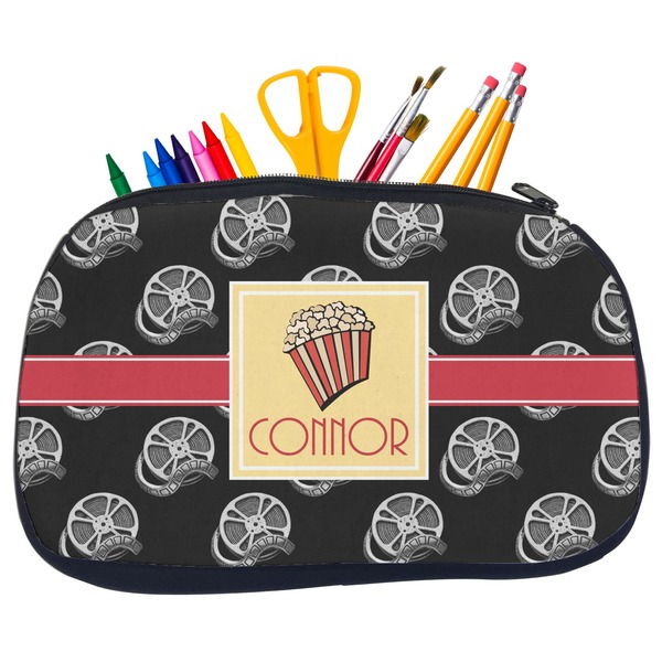 Custom Movie Theater Neoprene Pencil Case - Medium w/ Name or Text
