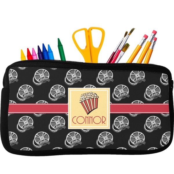 Custom Movie Theater Neoprene Pencil Case - Small w/ Name or Text