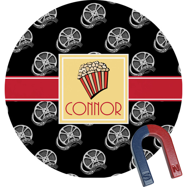 Custom Movie Theater Round Fridge Magnet (Personalized)