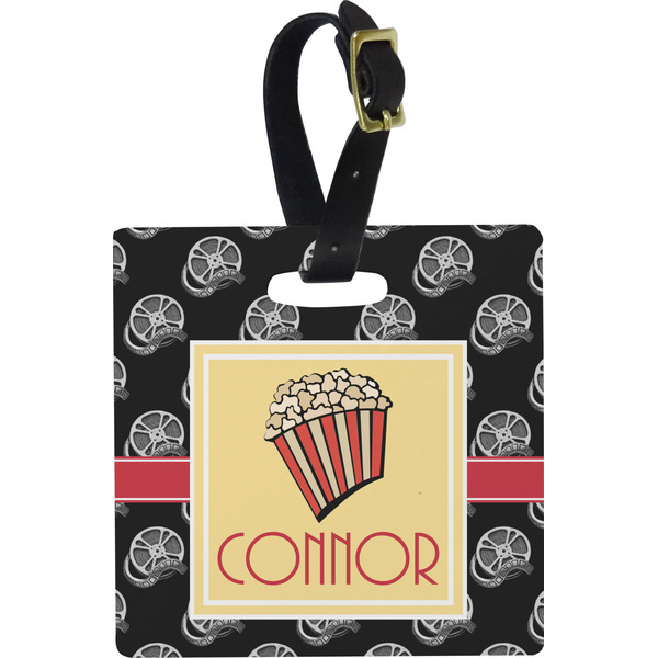 Custom Movie Theater Plastic Luggage Tag - Square w/ Name or Text