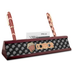 Movie Theater Red Mahogany Nameplate with Business Card Holder (Personalized)