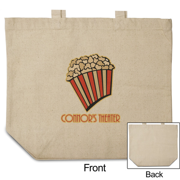 Movie Theater Reusable Cotton Grocery Bag - Front & Back View