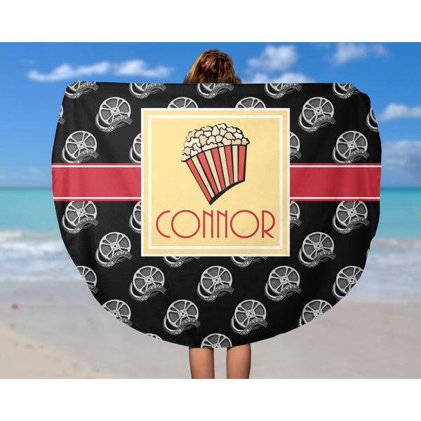 Movie Theater Round Beach Towel - In Use