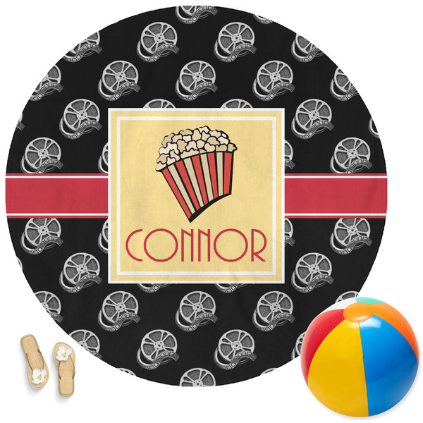 Custom Movie Theater Round Beach Towel (Personalized)