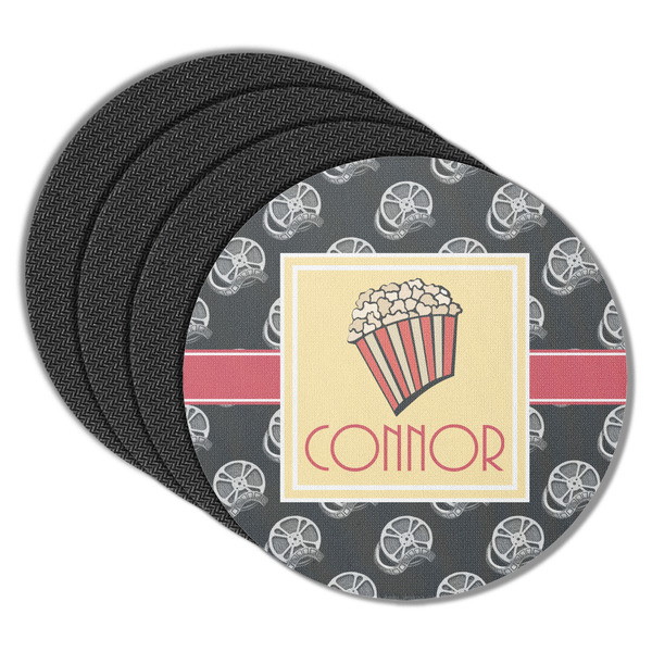 Custom Movie Theater Round Rubber Backed Coasters - Set of 4 (Personalized)