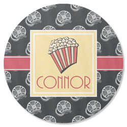 Movie Theater Round Rubber Backed Coaster (Personalized)