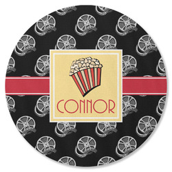 Movie Theater Round Rubber Backed Coaster (Personalized)