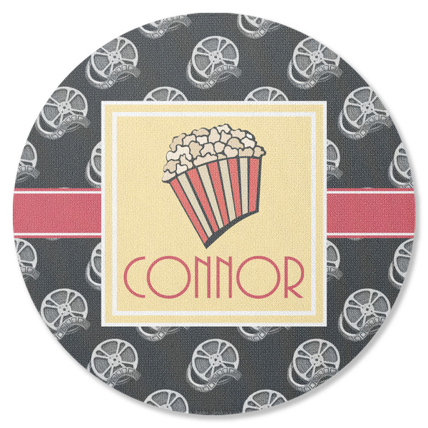 Custom Movie Theater Round Rubber Backed Coaster (Personalized)