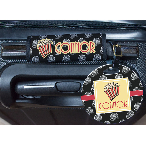 Movie Theater Round Luggage Tag & Handle Wrap - In Context