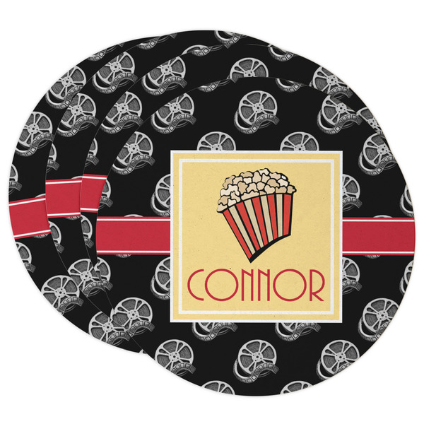 Custom Movie Theater Round Paper Coasters w/ Name or Text