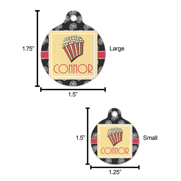 Movie Theater Round Pet ID Tag - Large - Comparison Scale