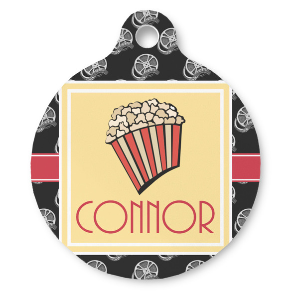 Custom Movie Theater Round Pet ID Tag - Large (Personalized)