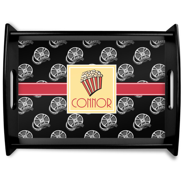 Custom Movie Theater Black Wooden Tray - Large w/ Name or Text