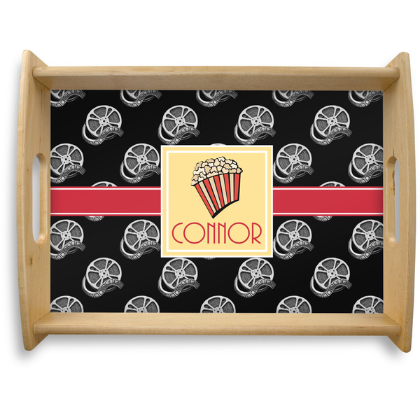 Custom Movie Theater Natural Wooden Tray - Large w/ Name or Text