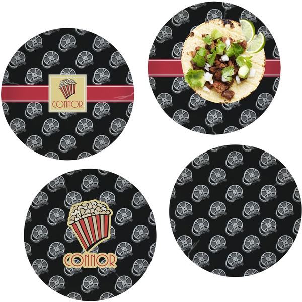 Custom Movie Theater Set of 4 Glass Lunch / Dinner Plate 10" (Personalized)