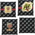 Movie Theater Set of 4 Glass Square Lunch / Dinner Plate 9.5" (Personalized)