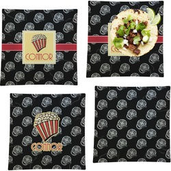 Movie Theater Set of 4 Glass Square Lunch / Dinner Plate 9.5" (Personalized)